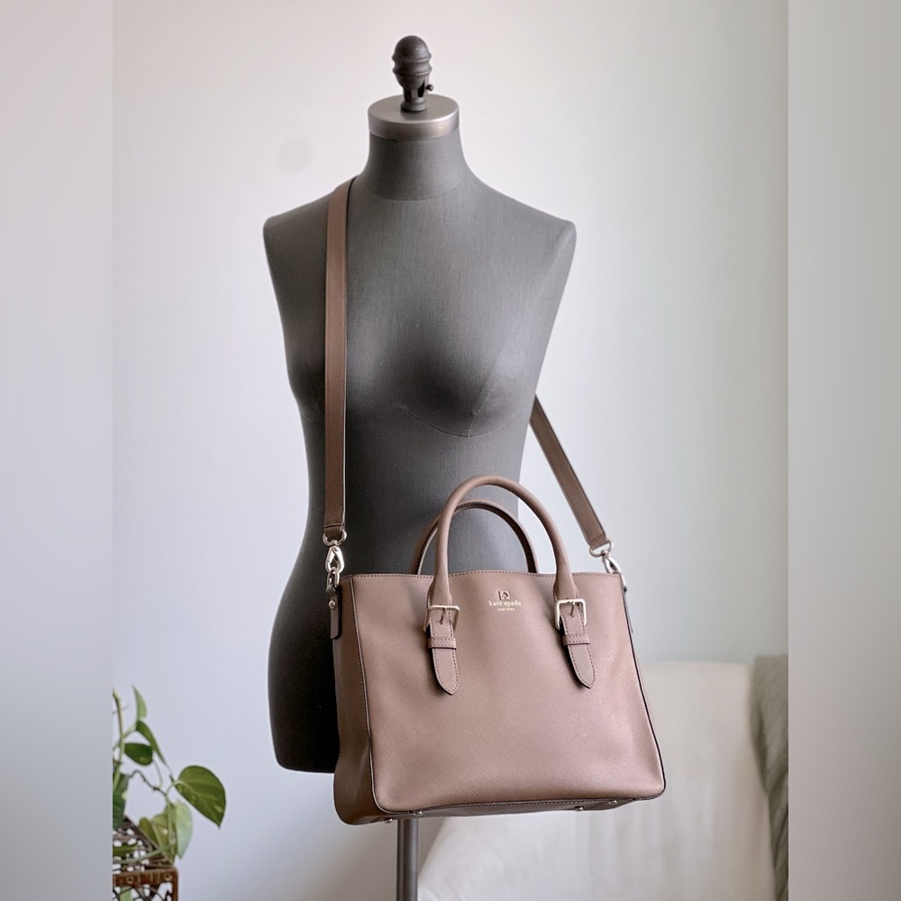 Kate Spade Cove Street Goldie Convertible Satchel Nude Brown EUC